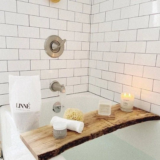 Pine with Bark Bathtub Tray | Rustic Live Edge Bath Board