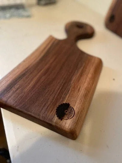 Handled Walnut Wood Cutting Board | Handmade Live Edge Board