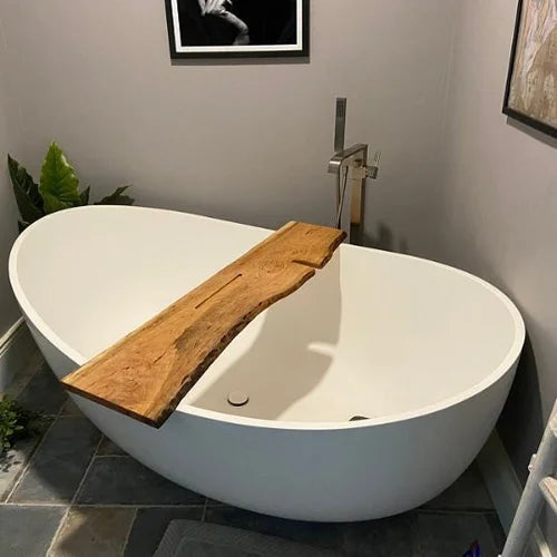 Pine with Bark Bathtub Tray | Rustic Live Edge Bath Board