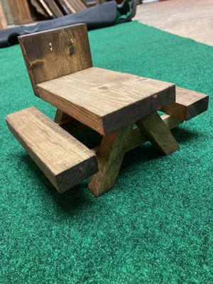 Squirrel Feeder Picnic Table | Handmade Wooden Rodent Feeder for Backyard & Garden