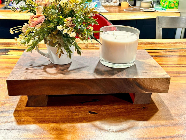 Handmade Walnut Wood Riser, Tabletop Plant Stand, Candle Display Shelf