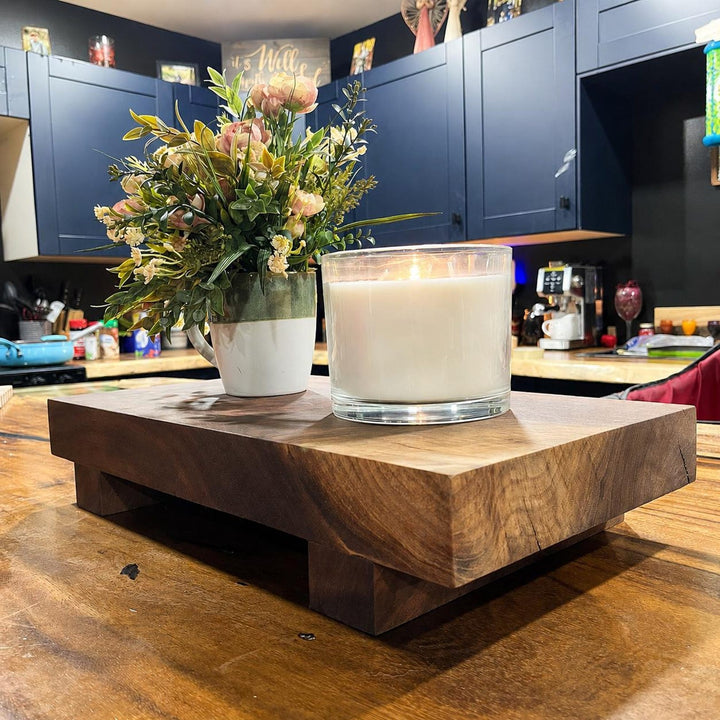 Handmade Walnut Wood Riser, Tabletop Plant Stand, Candle Display Shelf