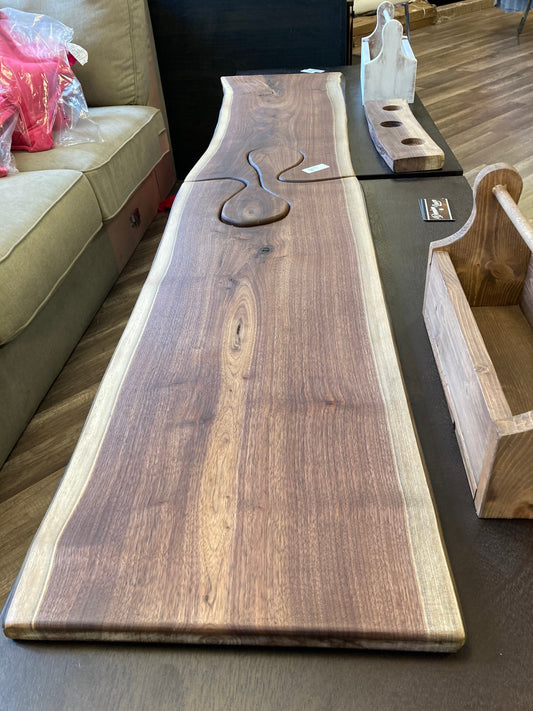 Puzzle Piece Black Walnut Charcuterie Board: XL Live Edge Cutting Board