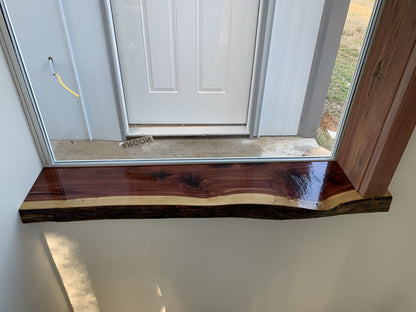 Walnut Live Edge Window Sill Shelf: Adhesive Rustic Plant Display for Home Decor
