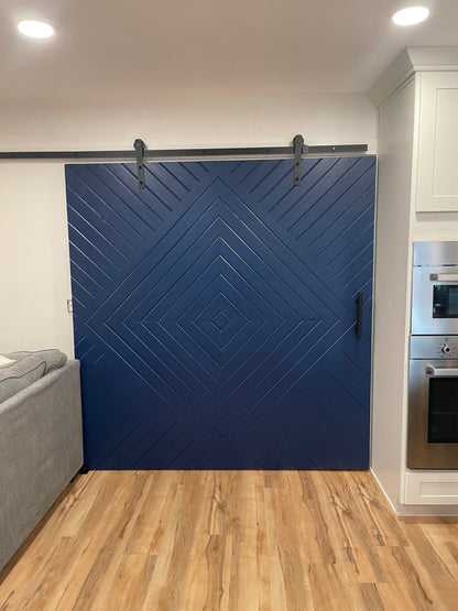 Custom Chevron Barn Door: Solid Pine, Modern Rustic Style