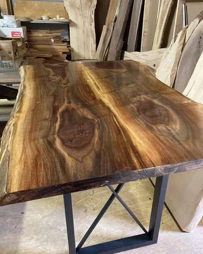Handcrafted Live Edge Walnut Dining Table: Modern Rustic Furniture