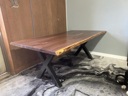 Handcrafted Live Edge Walnut Dining Table: Modern Rustic Furniture