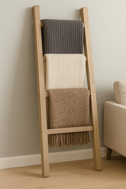 3-6ft Farmhouse Blanket Ladder: Rustic Wood Quilt & Towel Rack