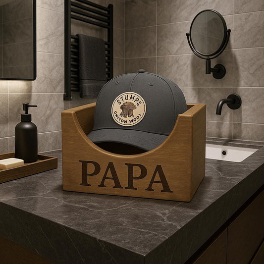 Wooden Hat Organizer Box: Custom Groomsmen Gift, Rustic Storage Keepsake for Men