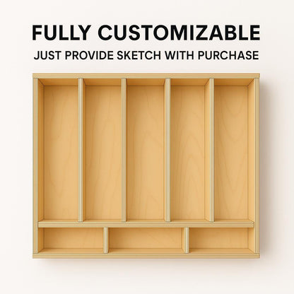 Handmade Wooden Drawer Organizer: Custom Baltic Birch Kitchen Utensil Insert & Storage Tray