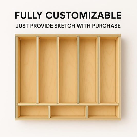 Handmade Wooden Drawer Organizer: Custom Baltic Birch Kitchen Utensil Insert & Storage Tray