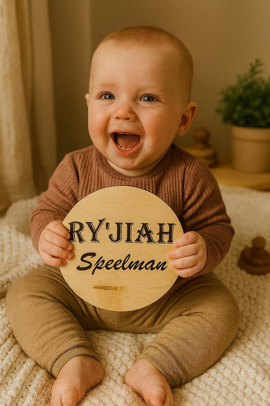 Engraved Wood Baby Name Sign: Custom Nursery Decor Plaque