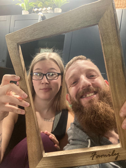 Personalized Live Edge Wood Picture Frame: Rustic Engraved Photo Display
