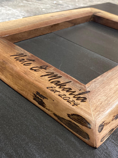 Personalized Live Edge Wood Picture Frame: Rustic Engraved Photo Display