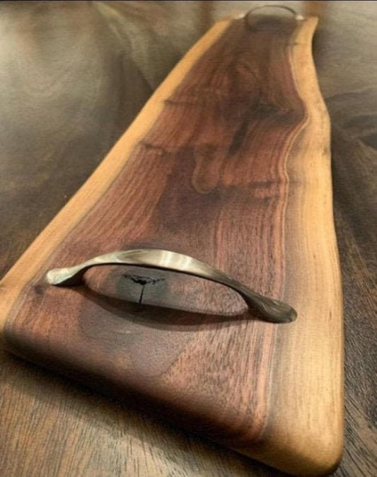 Personalized Walnut Charcuterie Board: Live Edge Serving Tray