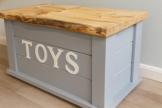 Custom Live Edge Toy Chest: Personalized Handcrafted Wooden Storage Trunk for Children