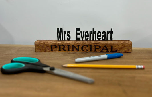 Personalized Wood Desk Name Plate: Custom Office Sign, Teacher Gift & Principal Decor