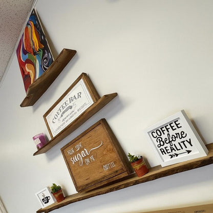 Walnut Live Edge Shelf: Rustic Floating Wall Shelves for Home & Office