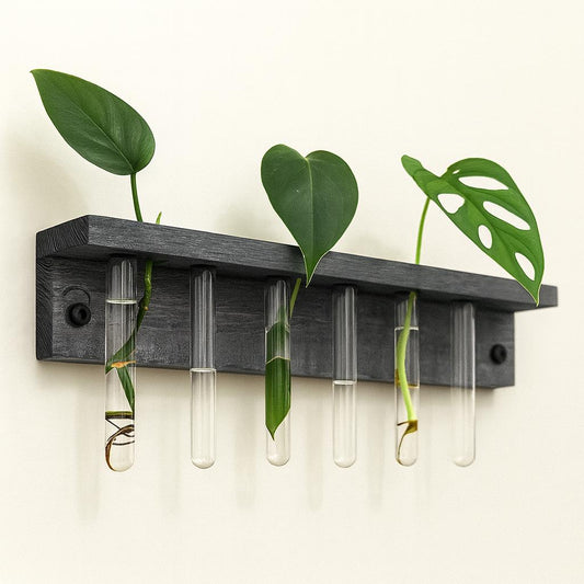 Live Edge Plant Shelf Propagation Station | Wooden Plant Starter with Test Tubes Gift