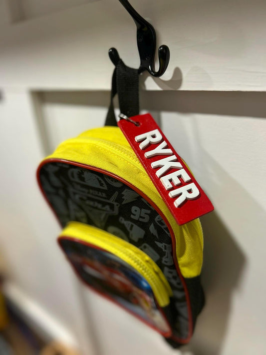 Engraved Backpack Name Tag | Custom Bag Tag for Kids | Personalized School ID Tag | Wood Name Tag for Backpack | Back to