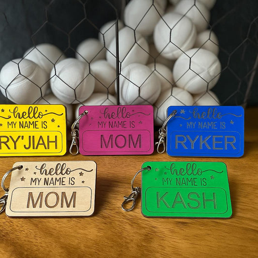 Colored Backpack Name Tag | Custom Bag Tag for Kids | Personalized School ID Tag | Wood Name Tag for Backpack | Back to School Gift