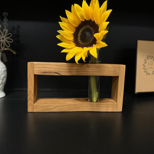 Rustic Live Edge Propagation Station | Handmade Wooden Plant Tube Holder & Botanical Decor Gift