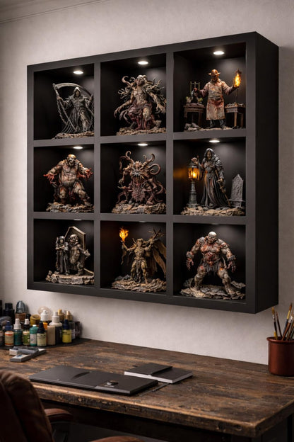Illuminated Collector Display Cabinet Wall Showcase For Figures - Stumps Custom Wood
