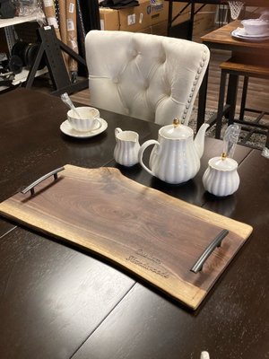 Laser Engraved Charcuterie Board | Live Edge Walnut Cheese &amp; Serving - Stumps Custom Wood