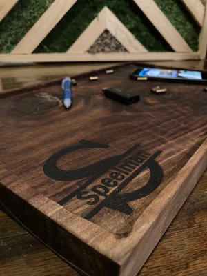 Laser Engraved End Table Tray | Handcrafted Elegance - Stumps Custom Wood