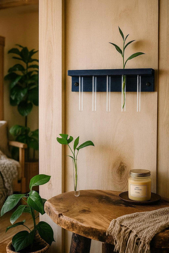 Live Edge Plant Shelf Propagation Station | Wooden Plant Starter - Stumps Custom Wood