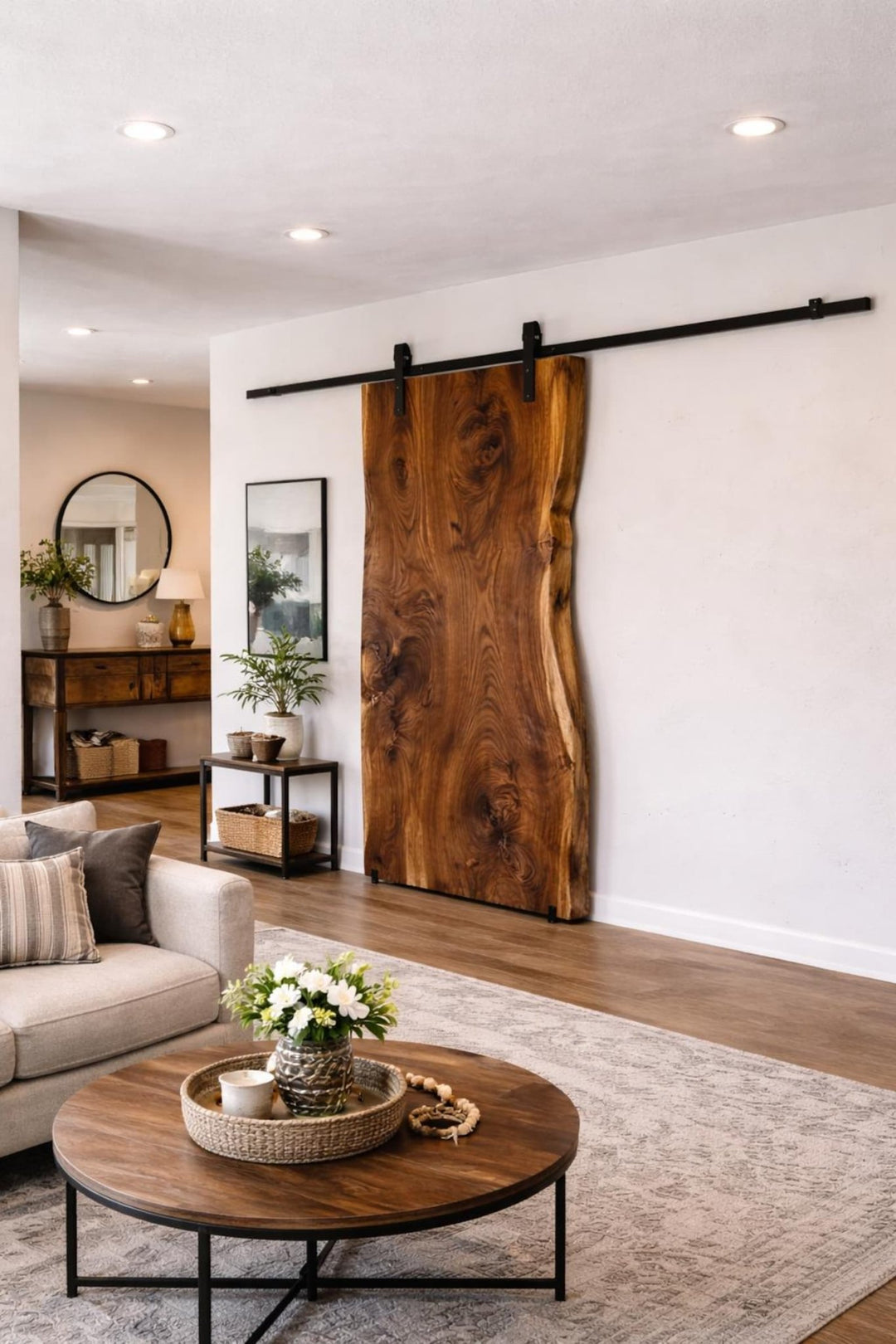 Live Edge Sliding Barn Door Custom Wood Slab Door - Stumps Custom Wood