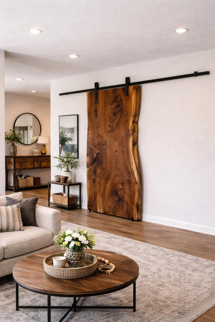 Live Edge Sliding Barn Door Custom Wood Slab Door - Stumps Custom Wood
