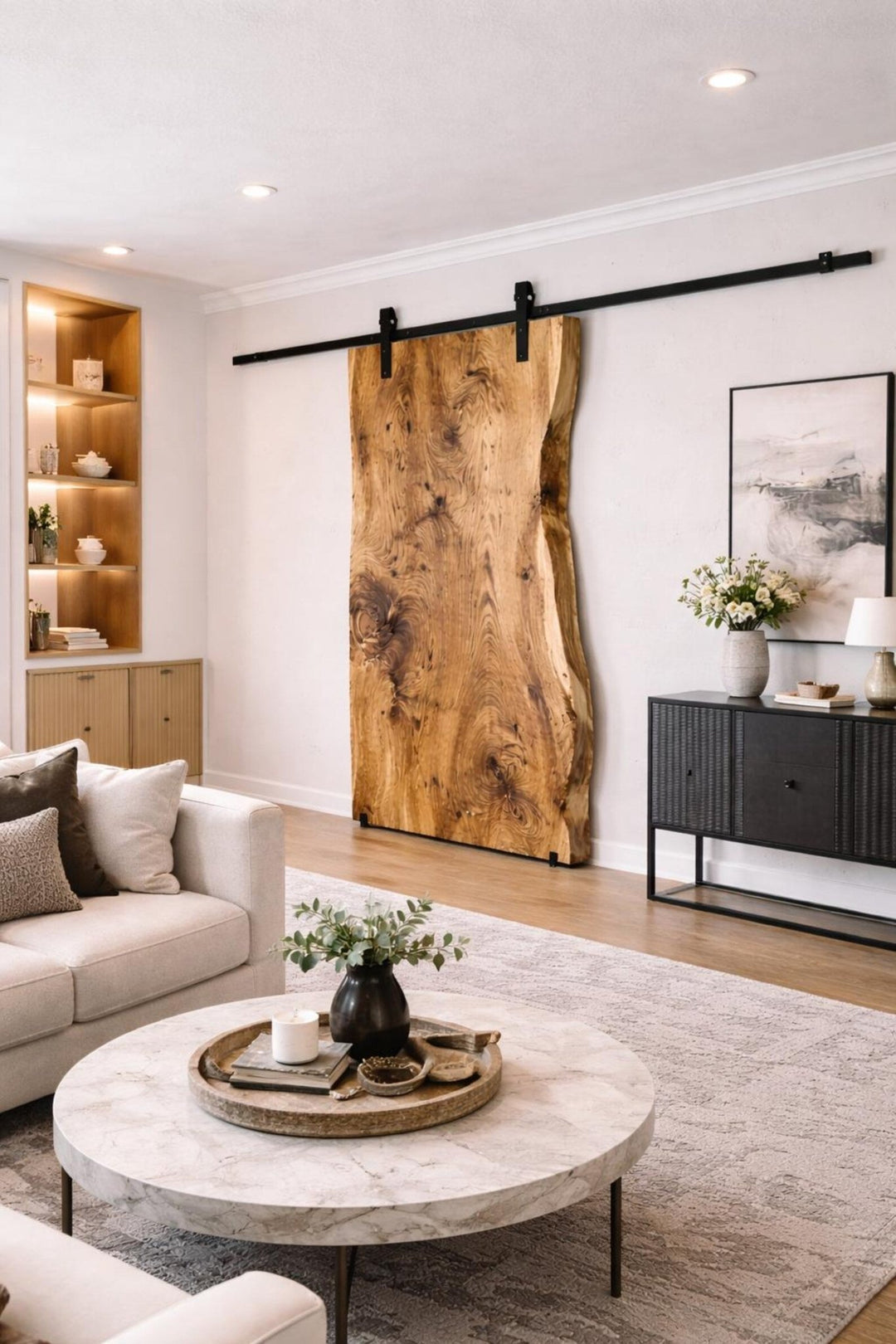 Live Edge Sliding Barn Door Custom Wood Slab Door - Stumps Custom Wood