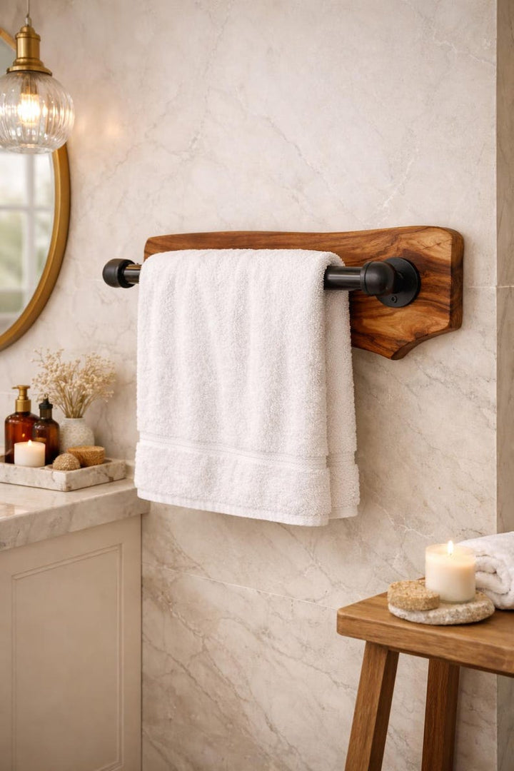 Live Edge Walnut Towel Holder — Industrial Paper Towel Holder - Stumps Custom Wood