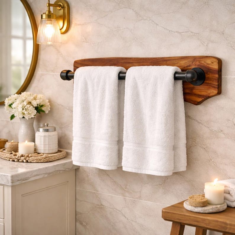 Live Edge Walnut Towel Holder — Industrial Paper Towel Holder - Stumps Custom Wood