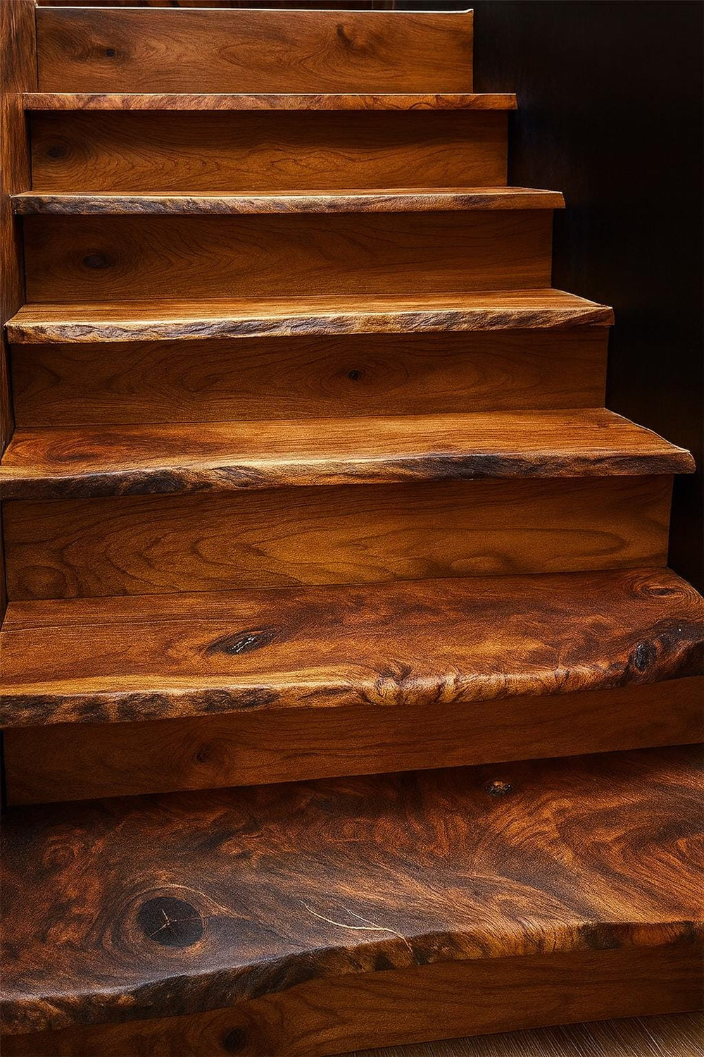 Live Edge Wood Stair Risers (4 Pack): Custom Solid Hardwood Upgrade - Stumps Custom Wood