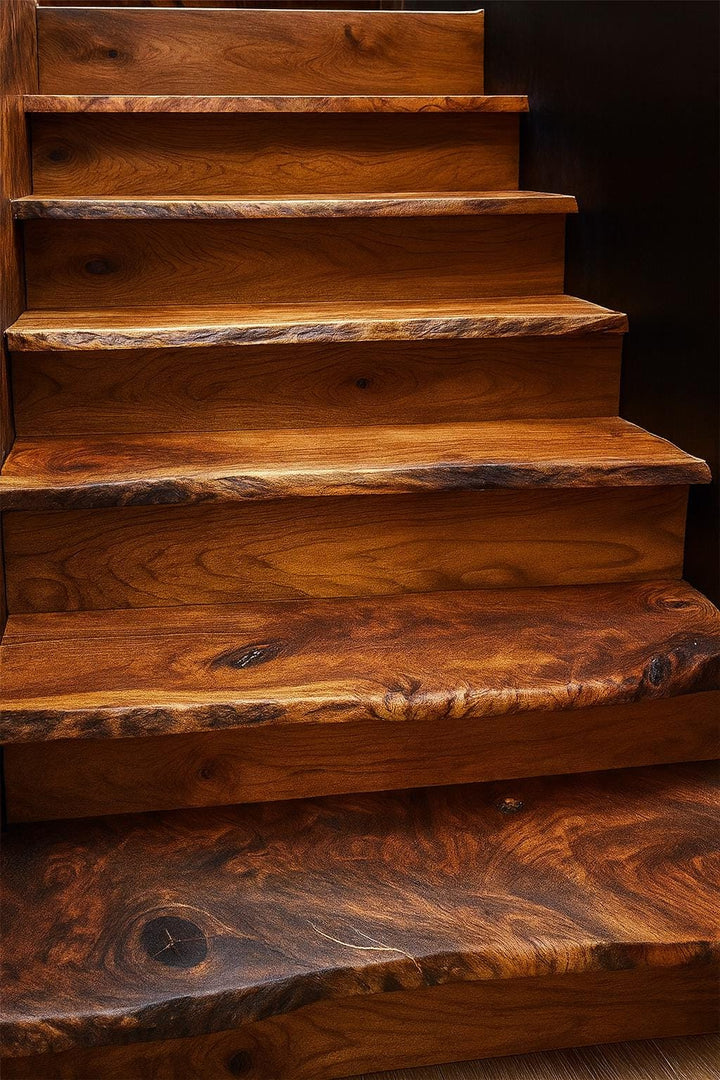 Live Edge Wood Stair Risers (4 Pack): Custom Solid Hardwood Upgrade - Stumps Custom Wood