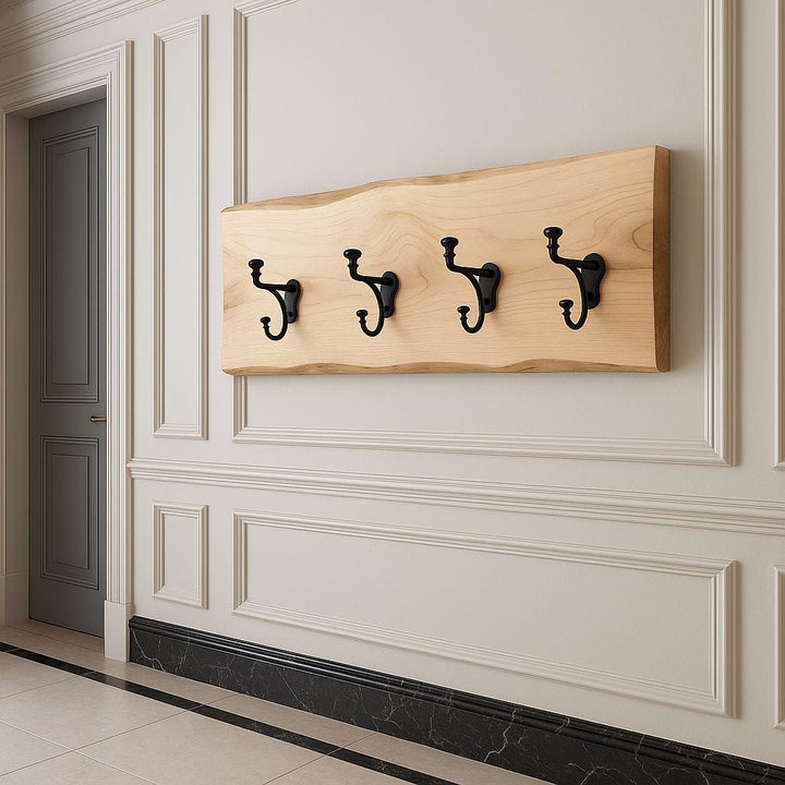 Live Edge Wooden Coat Rack: Rustic Wall Mounted Entryway Shelf - Stumps Custom Wood