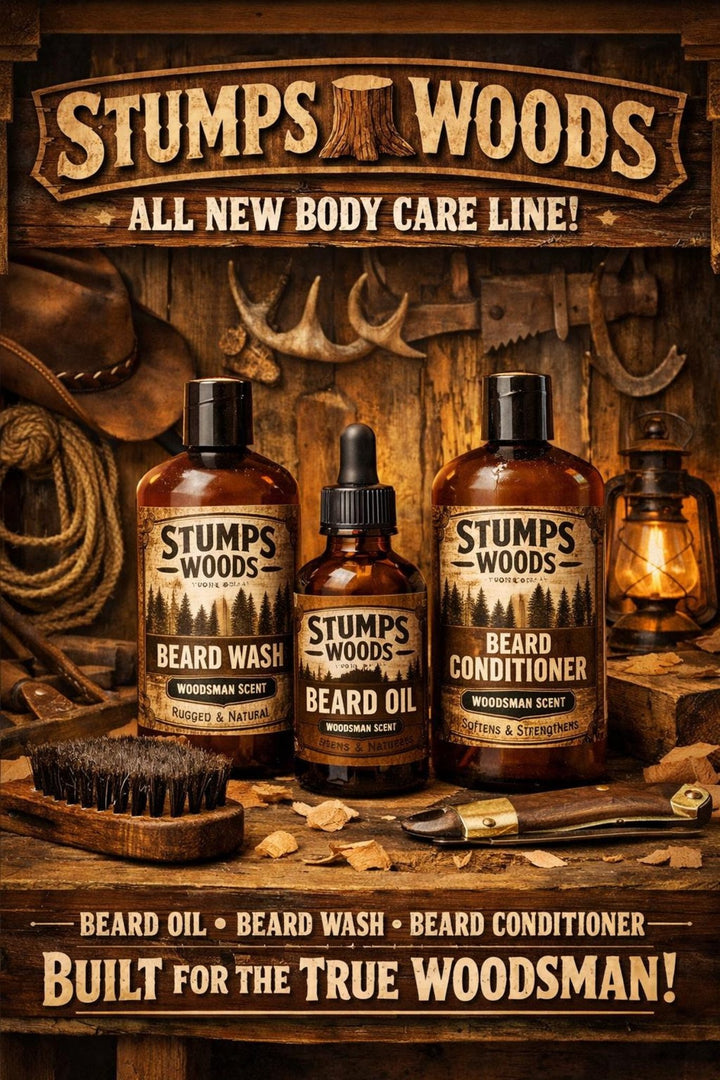 Men’s Organic Beard Care Kit Wash Conditioner Oil Gift Set - Stumps Custom Wood