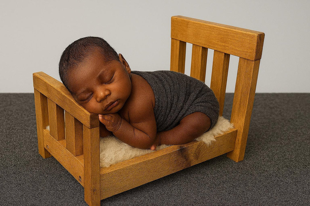 Mini Newborn Bed: Rustic Photo Prop for Baby - Stumps Custom Wood