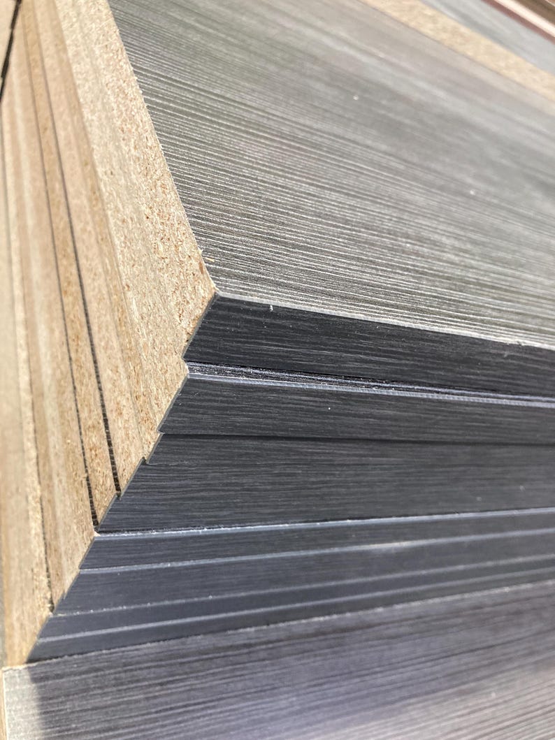 Modern Charcoal Melamine Shelves – Made to Fit Your Space - Stumps Custom Wood
