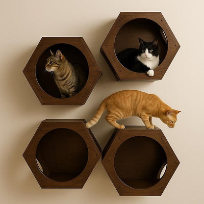 modern floating cat shelf | Wall Mounted Hut - Stumps Custom Wood