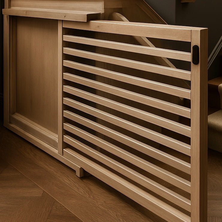 Modern Sliding Pocket Gate – Custom Baby &amp; Pet Safety Gate - Stumps Custom Wood