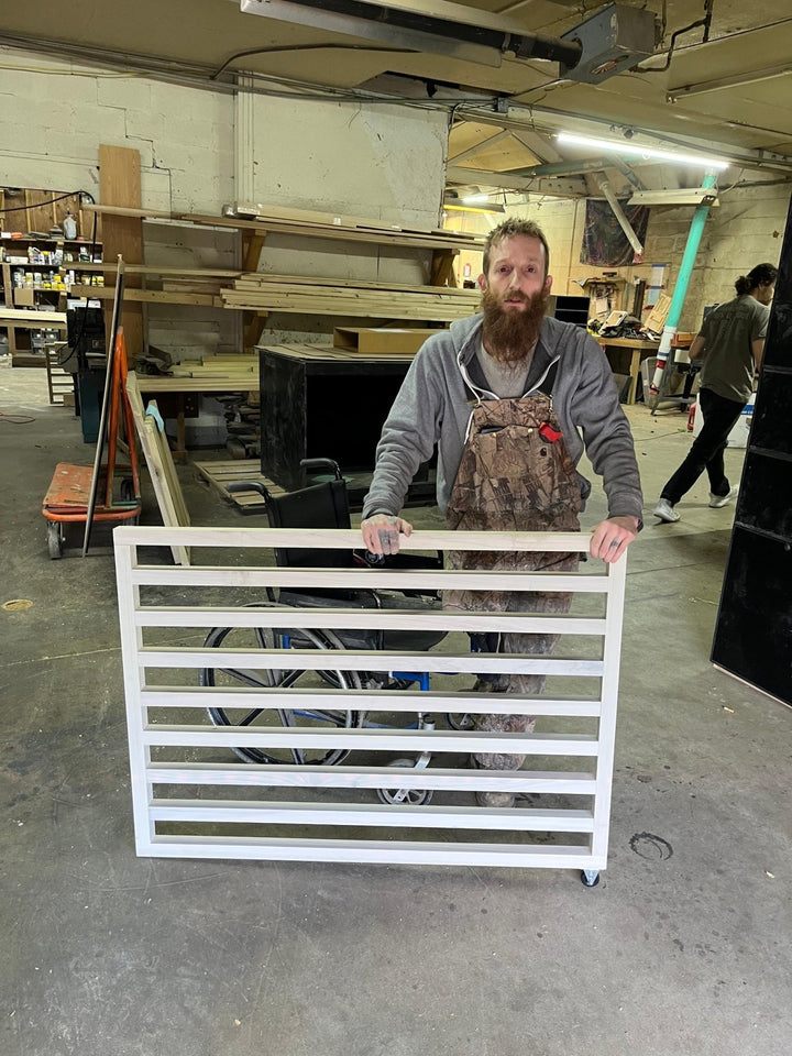 Modern Sliding Pocket Gate – Custom Baby &amp; Pet Safety Gate - Stumps Custom Wood
