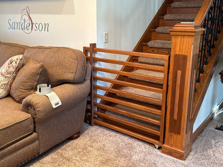 Modern Sliding Pocket Gate – Custom Baby &amp; Pet Safety Gate - Stumps Custom Wood