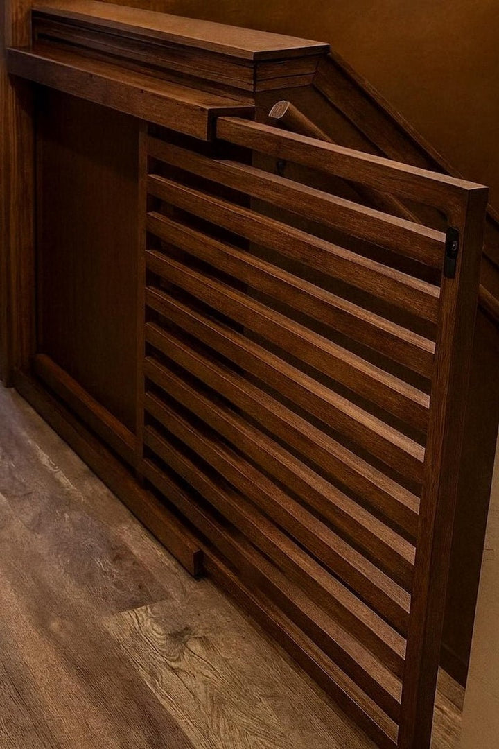 Modern Sliding Pocket Gate – Custom Baby &amp; Pet Safety Gate - Stumps Custom Wood
