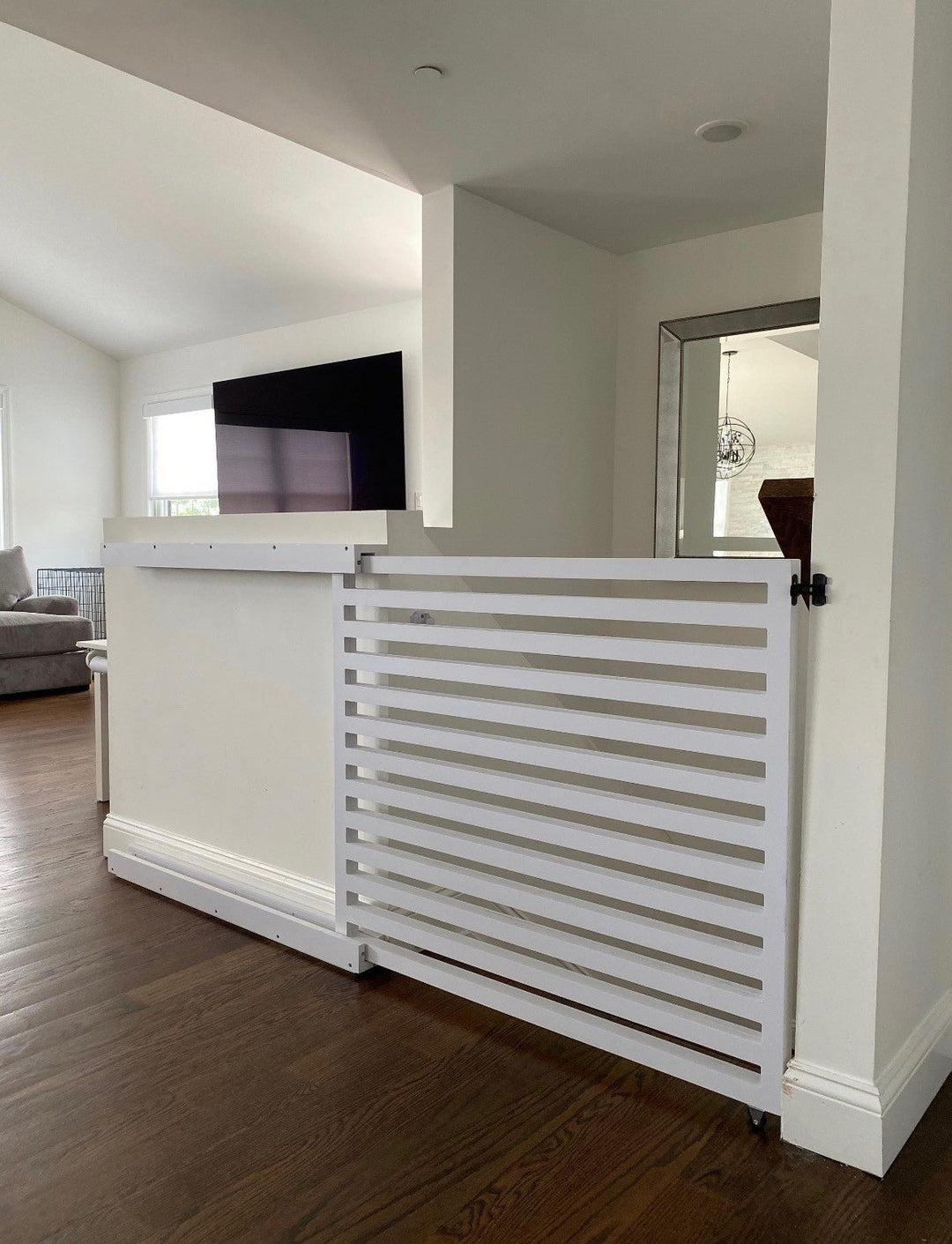 Modern Sliding Pocket Gate – Custom Baby &amp; Pet Safety Gate - Stumps Custom Wood