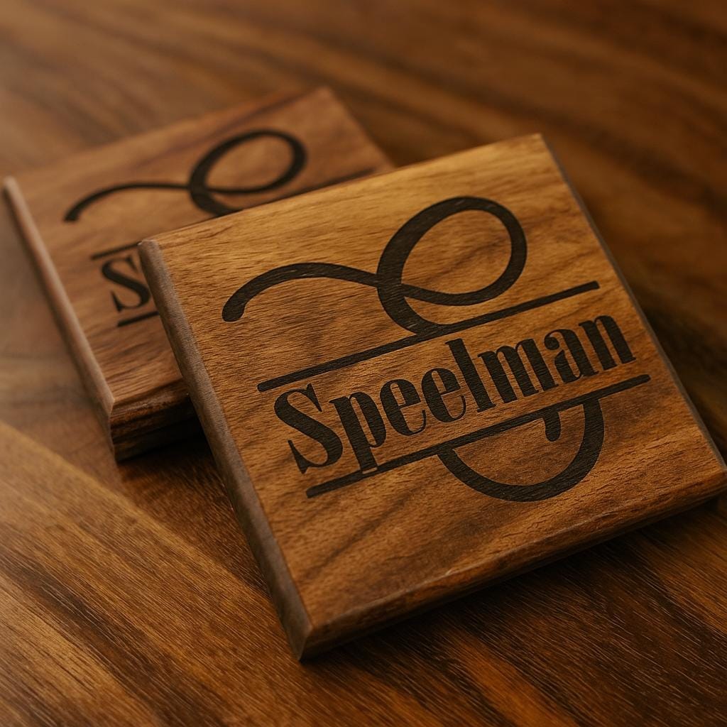 Monogram Coaster Set | Custom Engraved Drink Holder Coasters - Stumps Custom Wood