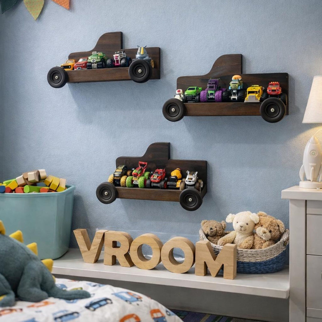 Monster Truck Wall Shelf For Kids Room Toy Display - Stumps Custom Wood
