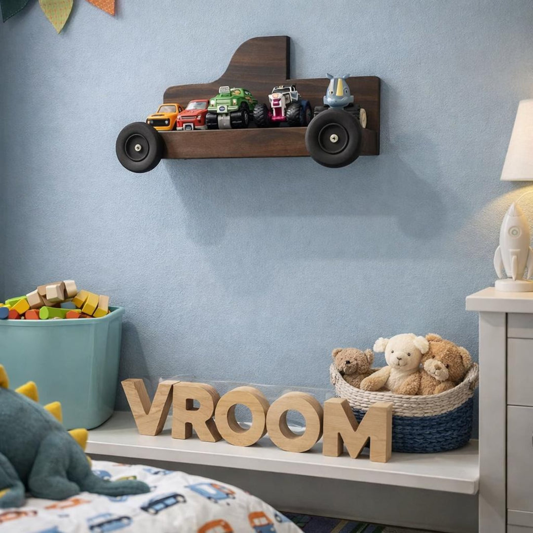 Monster Truck Wall Shelf For Kids Room Toy Display - Stumps Custom Wood